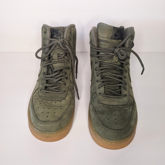 Nike Air Force 1 High Tops Olive AF1 Gum Soles Shoes - Picture 6 of 7